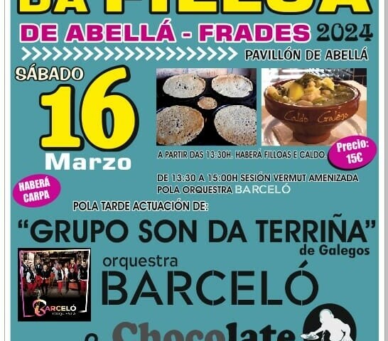 A X Festa da Filloa de Abellá terá lugar este sábado 16 de marzo con degustación de filloas e caldo galego