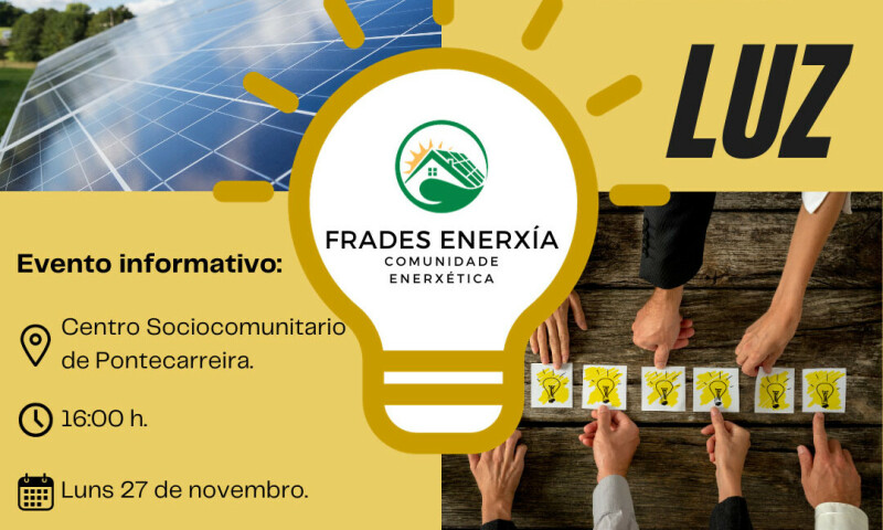 O Concello de Frades deseña a comunidade enerxética “Frades Enerxía” para que os seus veciños e veciñas aforren na factura da luz 