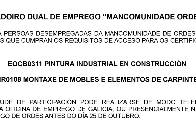 Obradoiro dual de Emprego "Mancomunidade Ordes III"